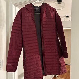 Eddie Bauer Maroon Hooded Puffer Coat